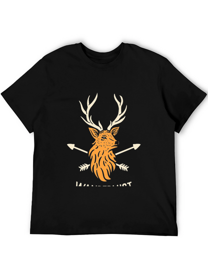Wanderlust Deer Graphic Black T-Shirt