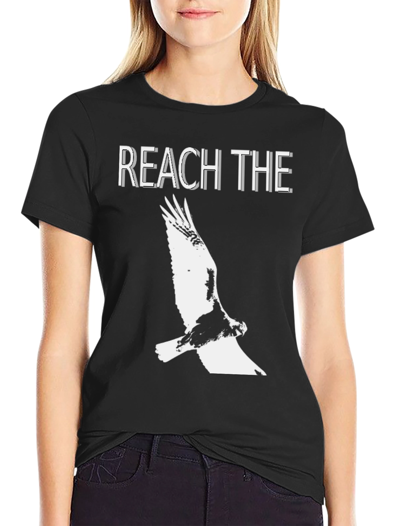 Reach The Sky Eagle Graphic Black T-Shirt