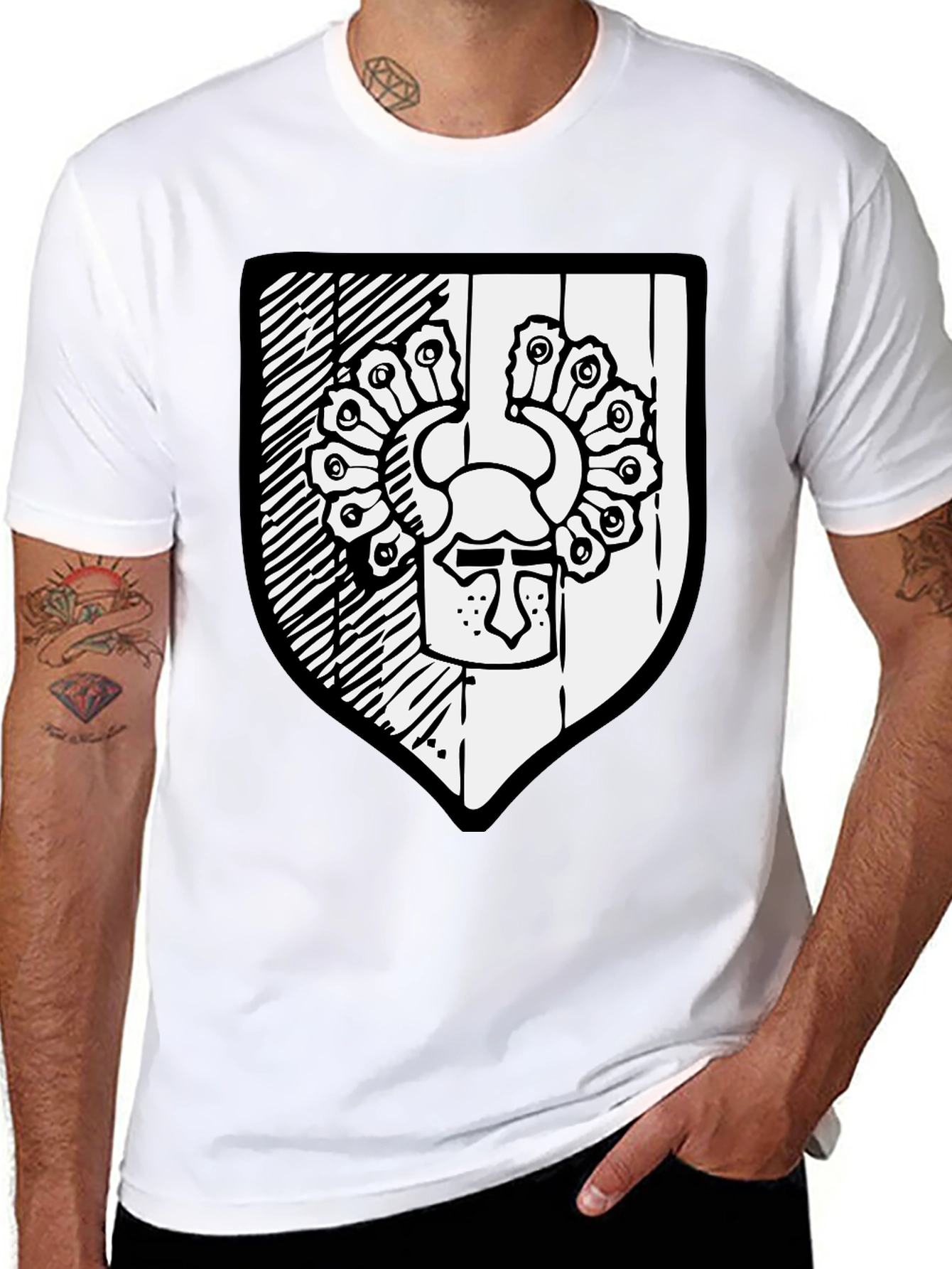 Black T-Shirt with Shield Graphic