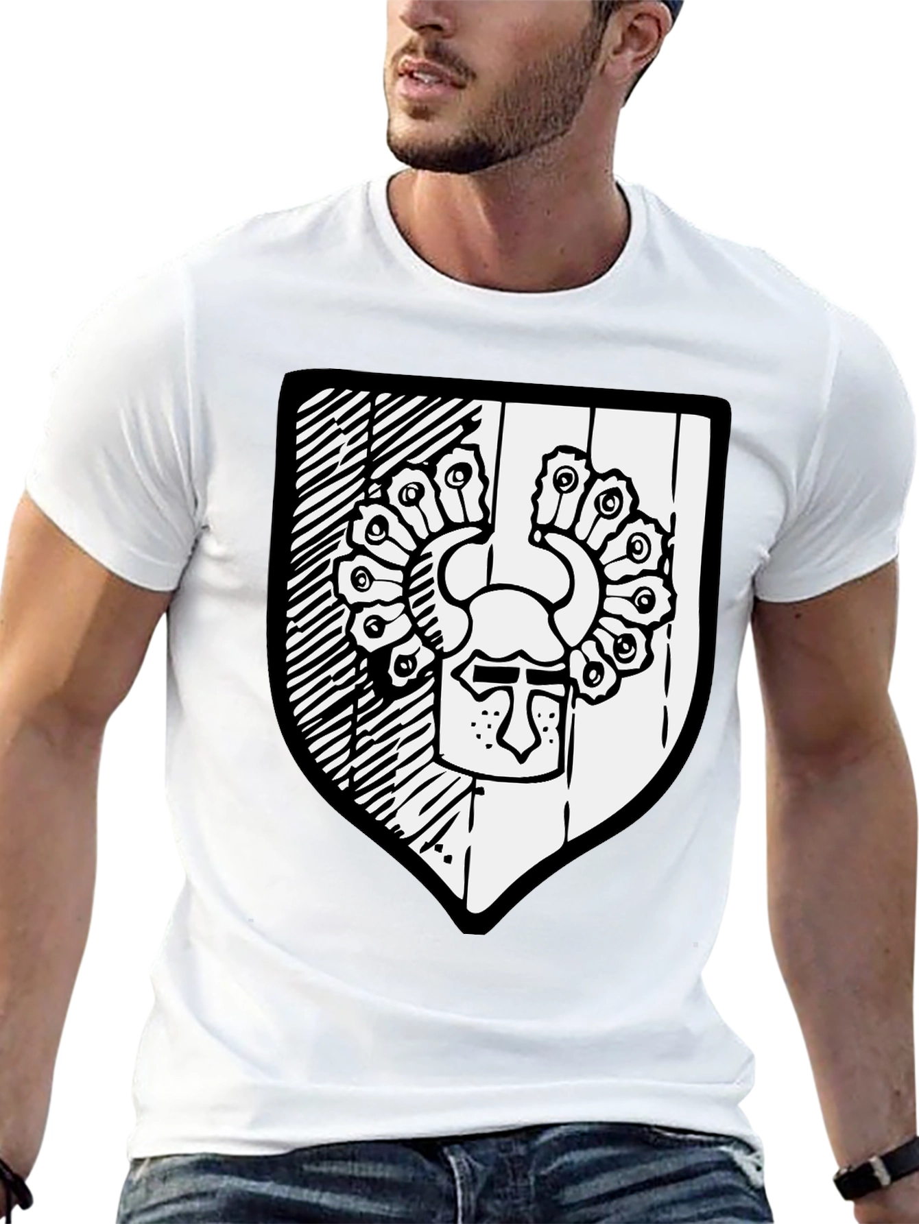Black T-Shirt with Shield Graphic