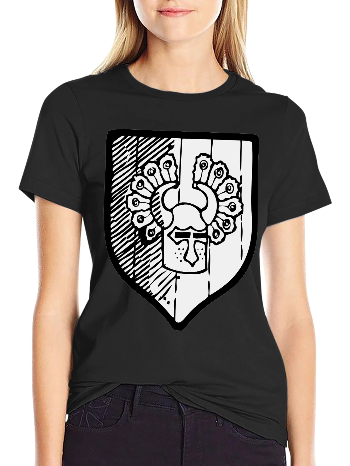 Black T-Shirt with Shield Graphic