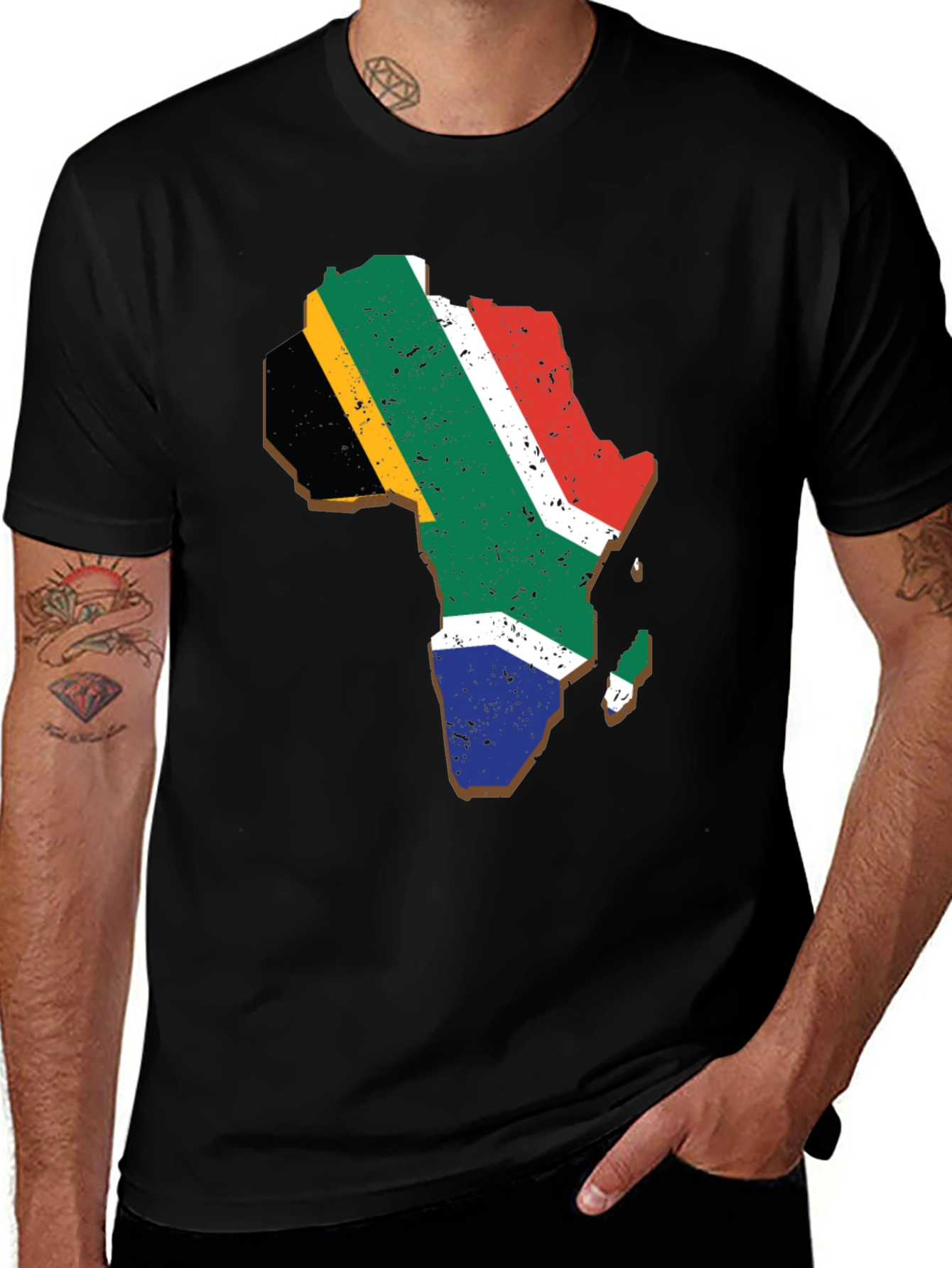 Africa Map Flag T-Shirt - Black Graphic Tee