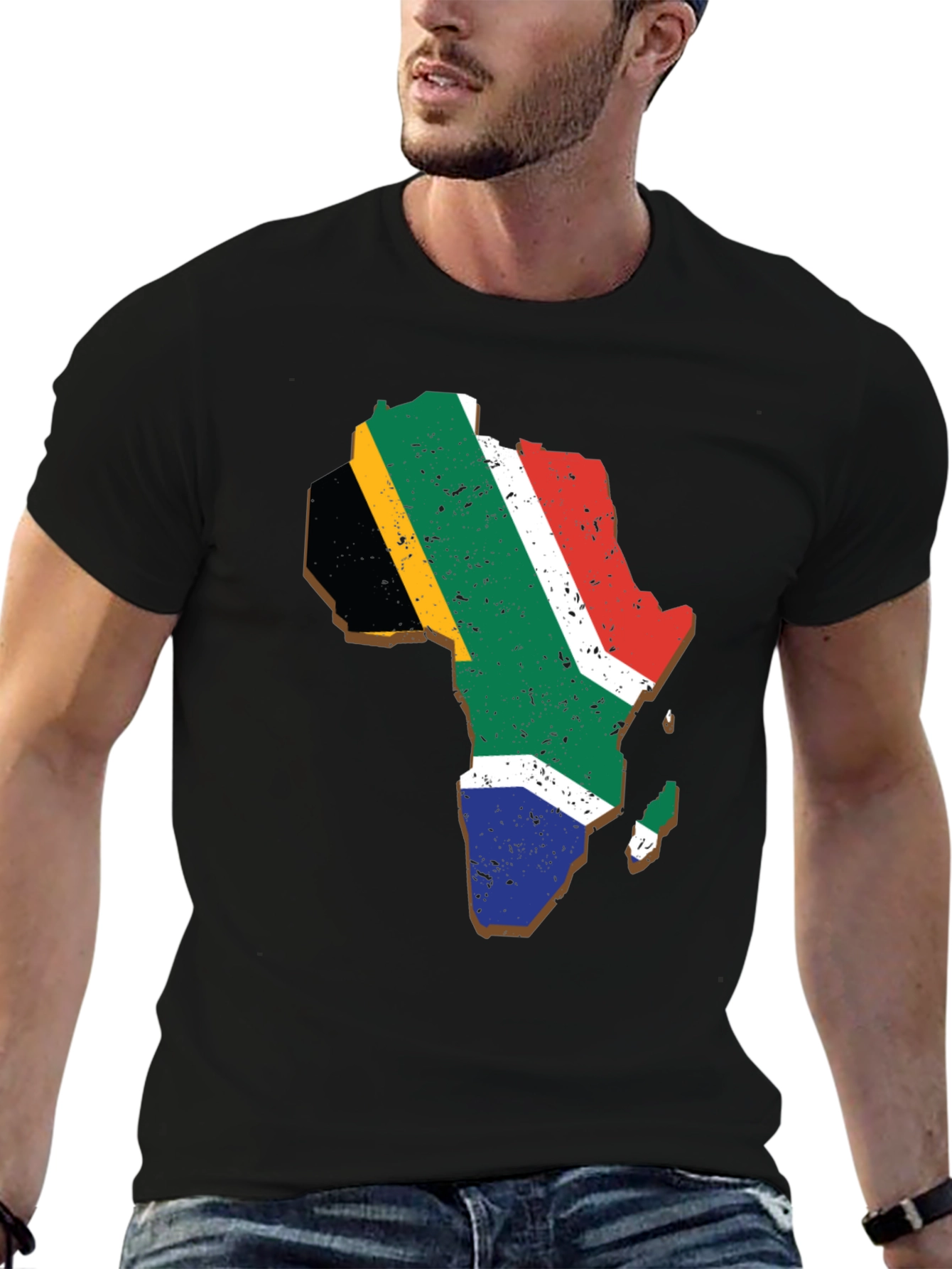 Africa Map Flag T-Shirt - Black Graphic Tee