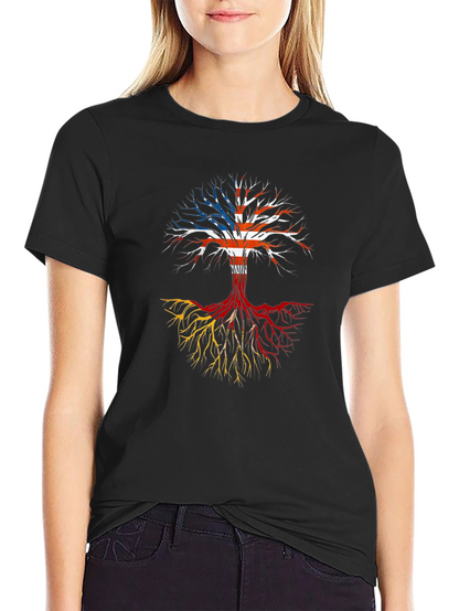 Roots Tee: USA Flag Tree Design