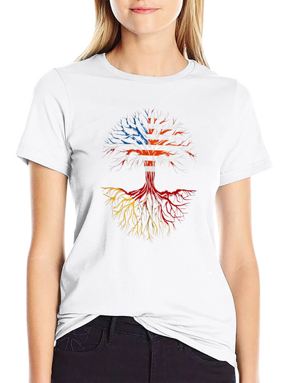 Roots Tee: USA Flag Tree Design