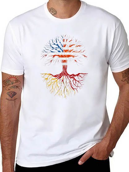Roots Tee: USA Flag Tree Design