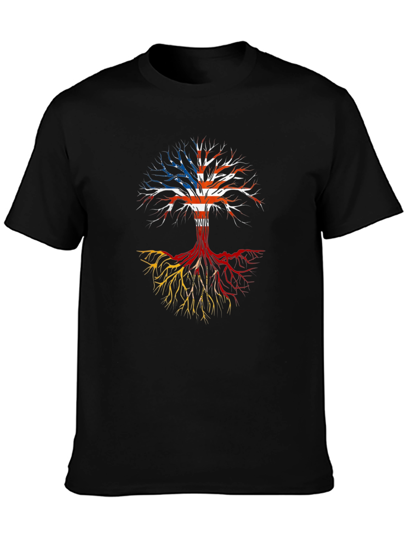 Roots Tee: USA Flag Tree Design