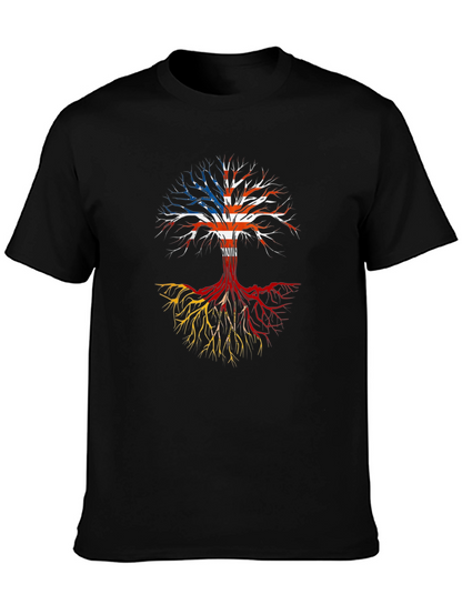 Roots Tee: USA Flag Tree Design
