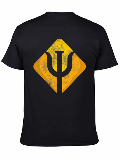 Geometric Symbol Graphic Tee - Soft Black Cotton