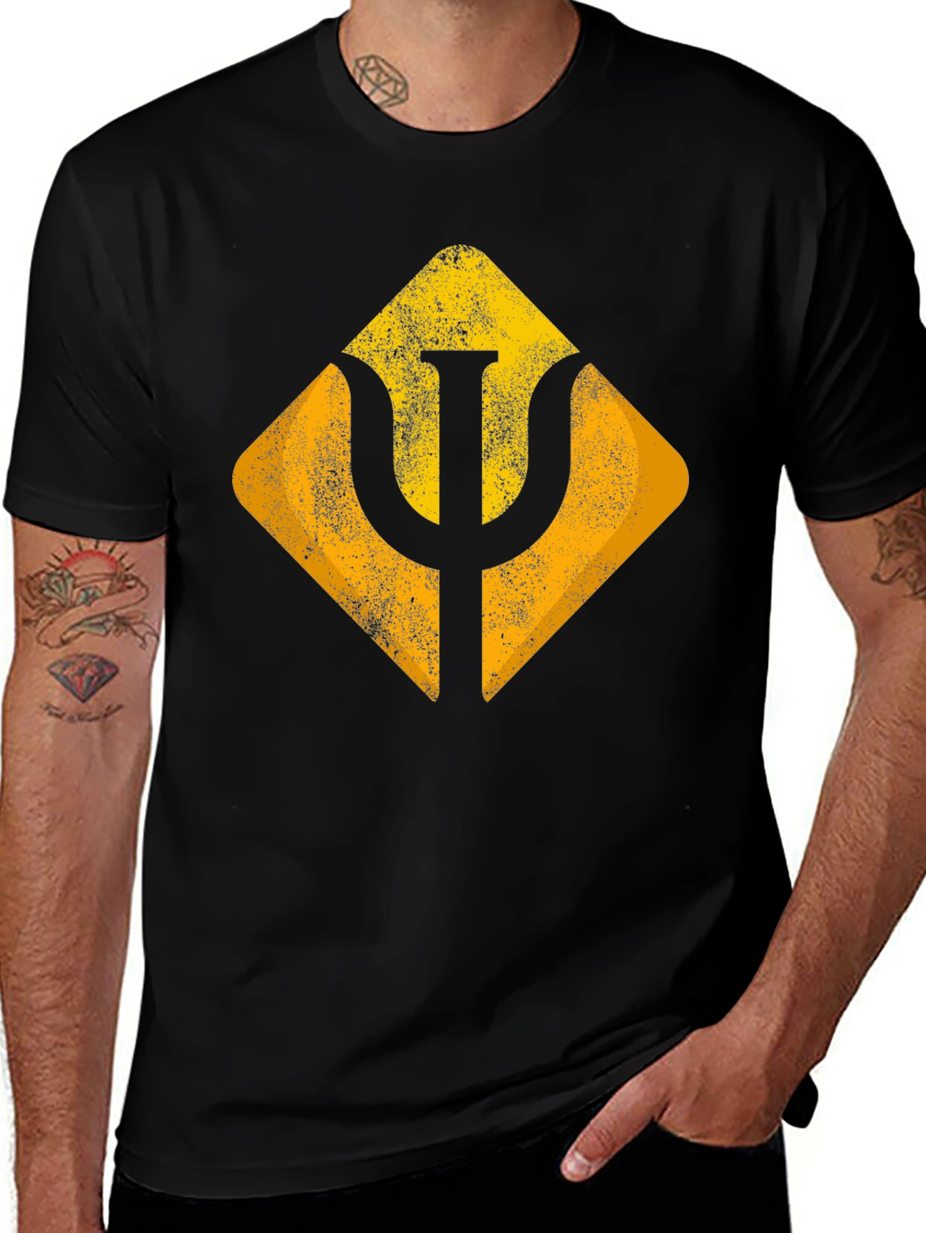 Geometric Symbol Graphic Tee - Soft Black Cotton