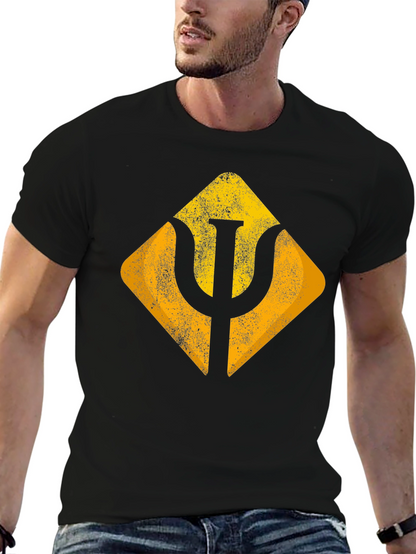 Geometric Symbol Graphic Tee - Soft Black Cotton