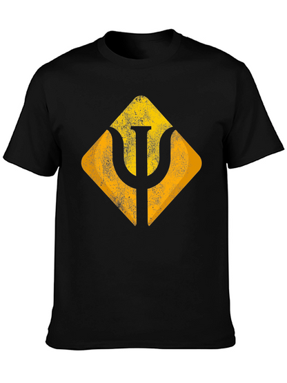 Geometric Symbol Graphic Tee - Soft Black Cotton