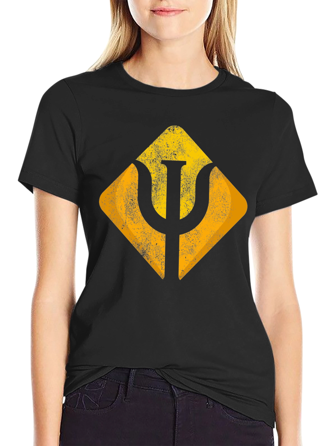 Geometric Symbol Graphic Tee - Soft Black Cotton