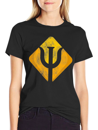 Geometric Symbol Graphic Tee - Soft Black Cotton