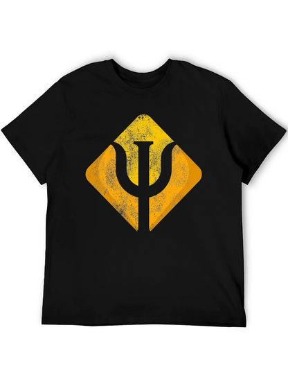 Geometric Symbol Graphic Tee - Soft Black Cotton