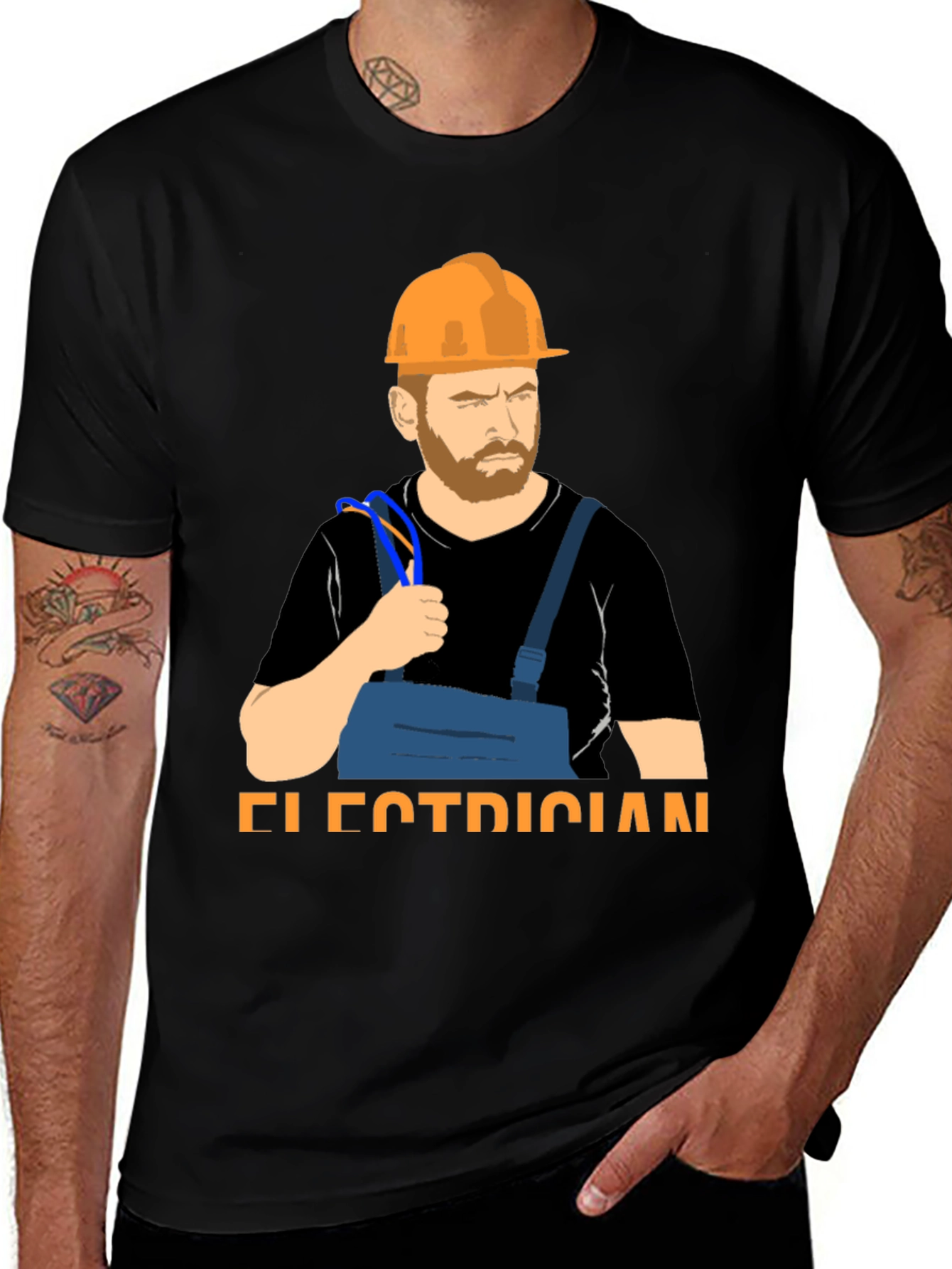 Electrician Graphic T-Shirt Hard Hat & Wire