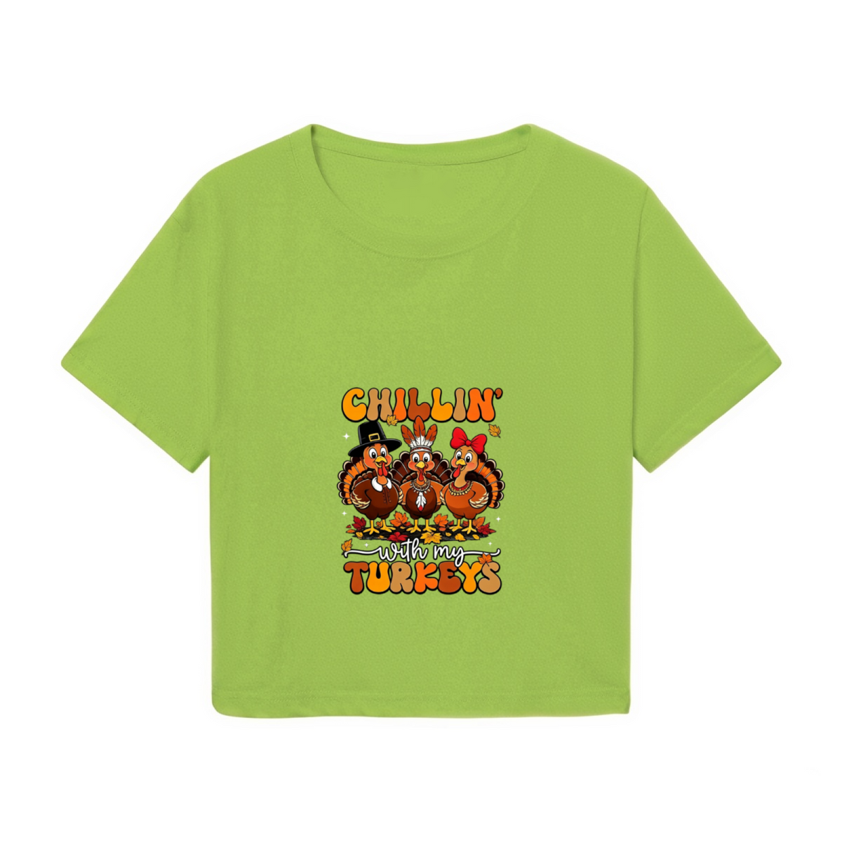 Chillin With My Turkeys Funny Thanksgiving Cropped Tee