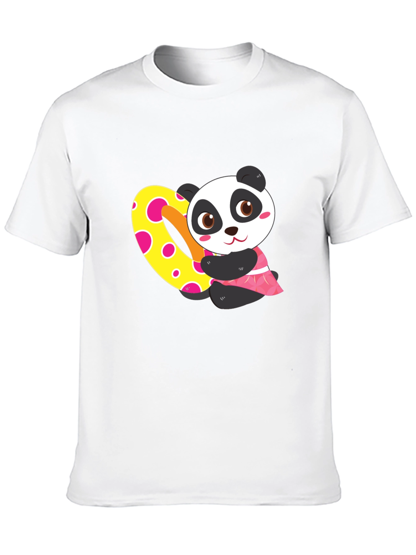 Cute Panda Heart Graphic Black T-Shirt
