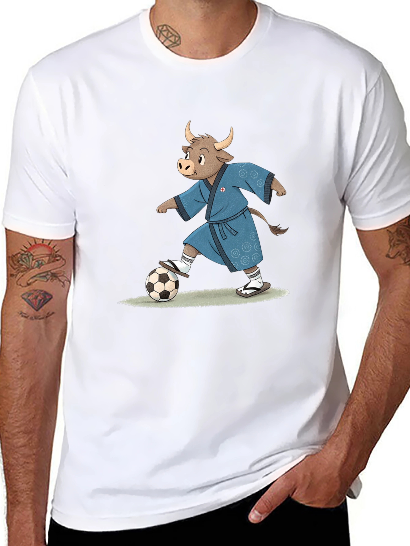 Cartoon Bull Soccer T-Shirt