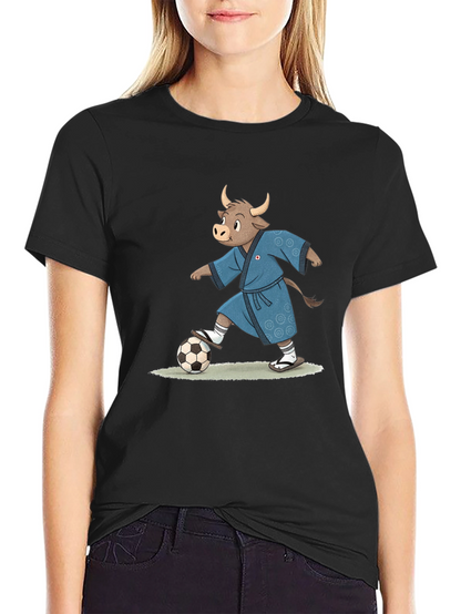 Cartoon Bull Soccer T-Shirt