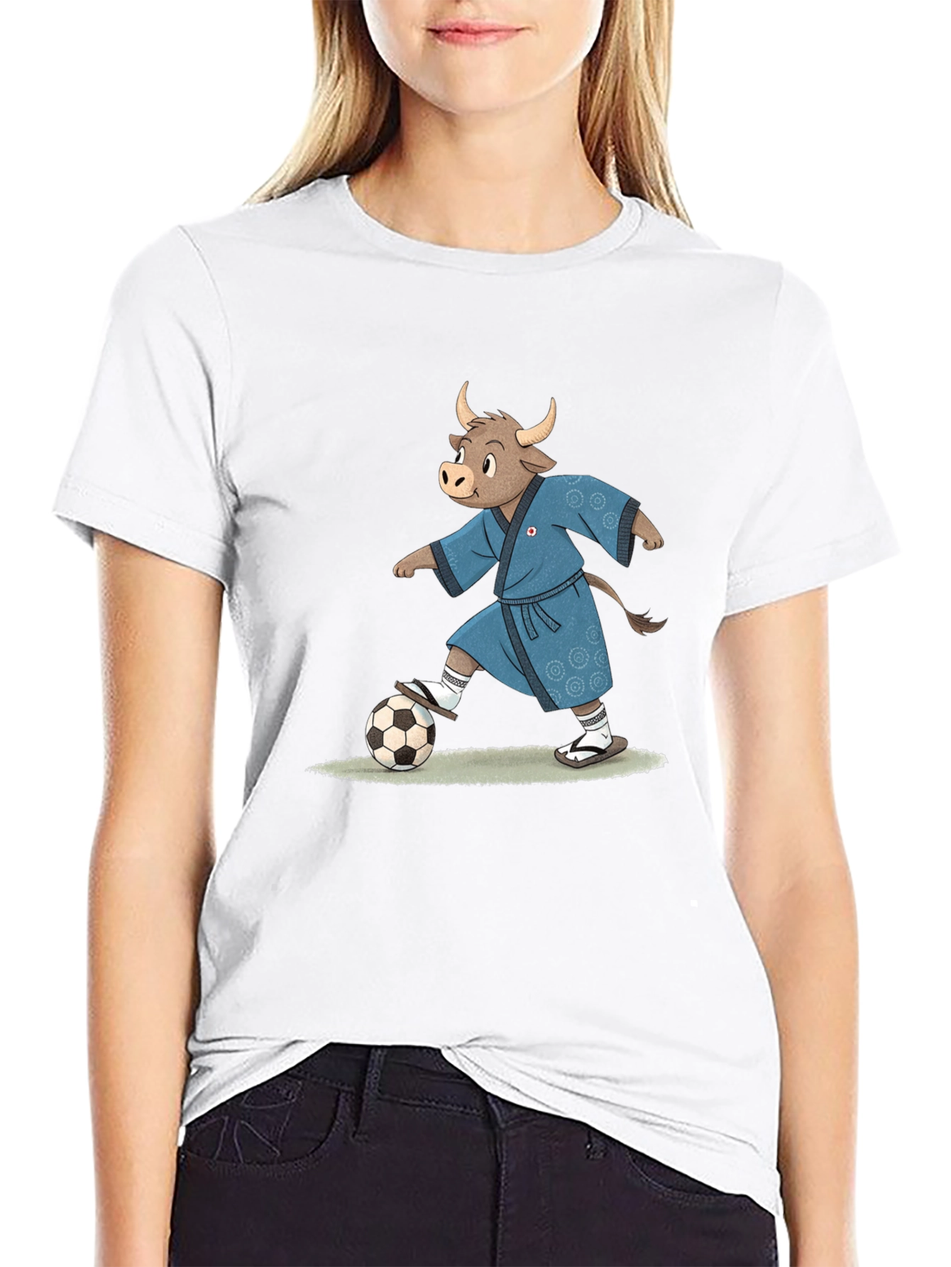 Cartoon Bull Soccer T-Shirt