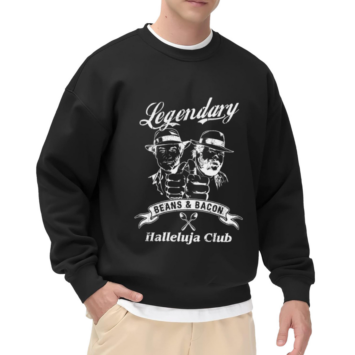 Legendary Beans & Bacon Crewneck Sweatshirt - Funny Retro Diner Humor Pullover