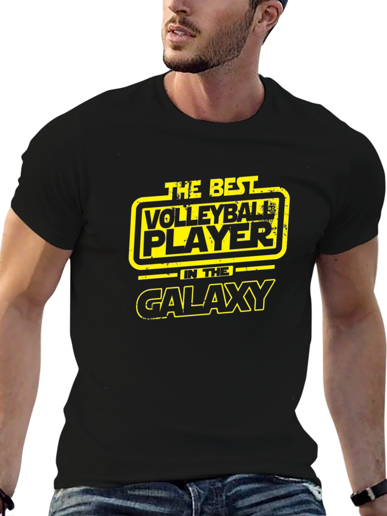 Volleyball Player Galaxy Black T-Shirt