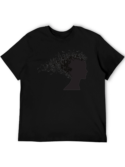 Abstract Silhouette Graphic Black Tee