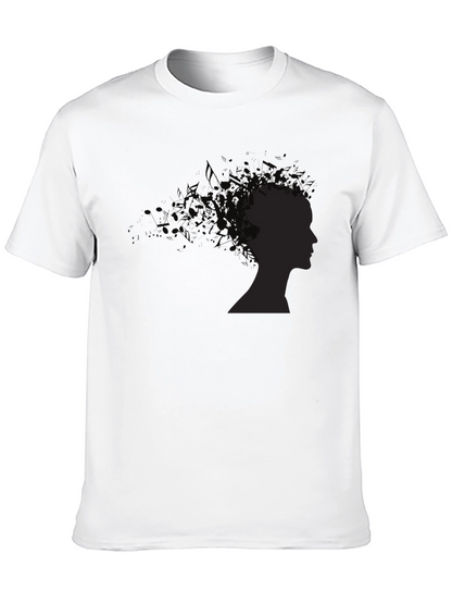 Abstract Silhouette Graphic Black Tee