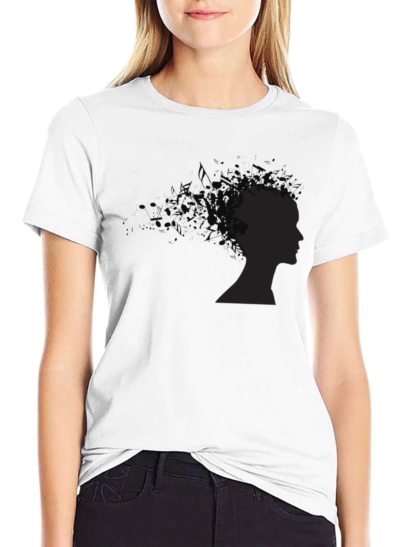Abstract Silhouette Graphic Black Tee