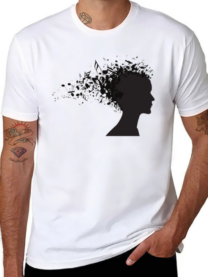 Abstract Silhouette Graphic Black Tee