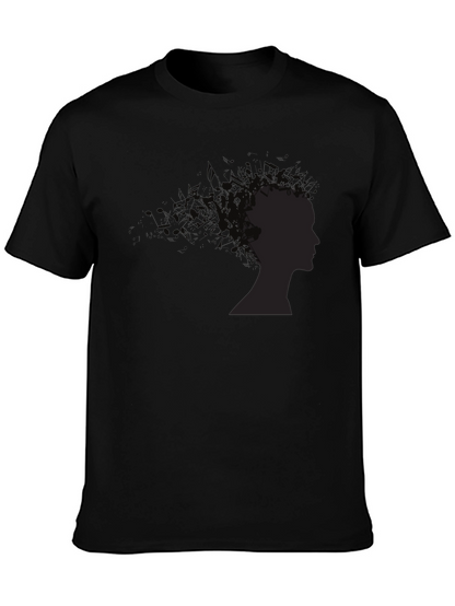 Abstract Silhouette Graphic Black Tee