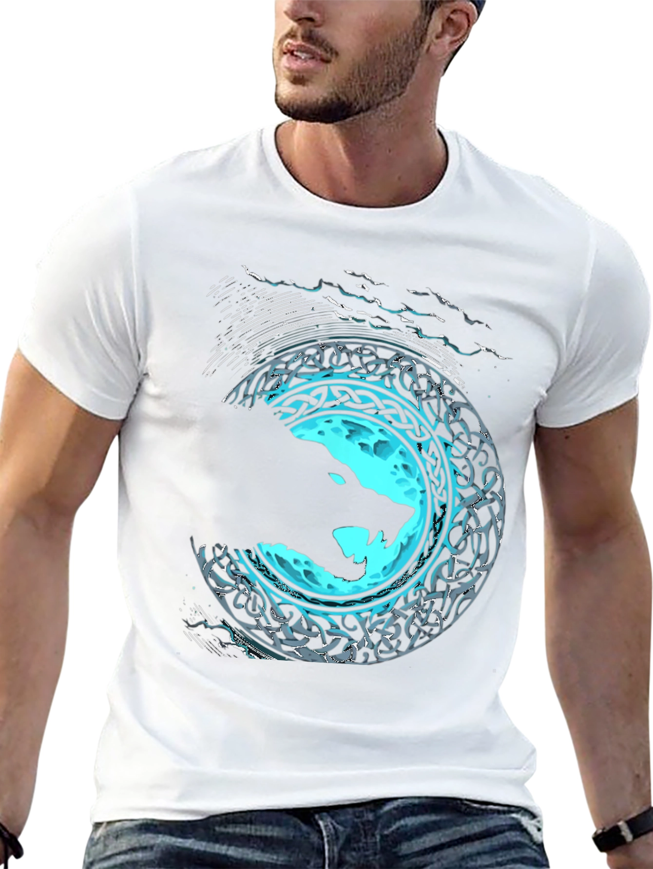 Wolf Moon Celtic T-Shirt - Black Graphic Tee