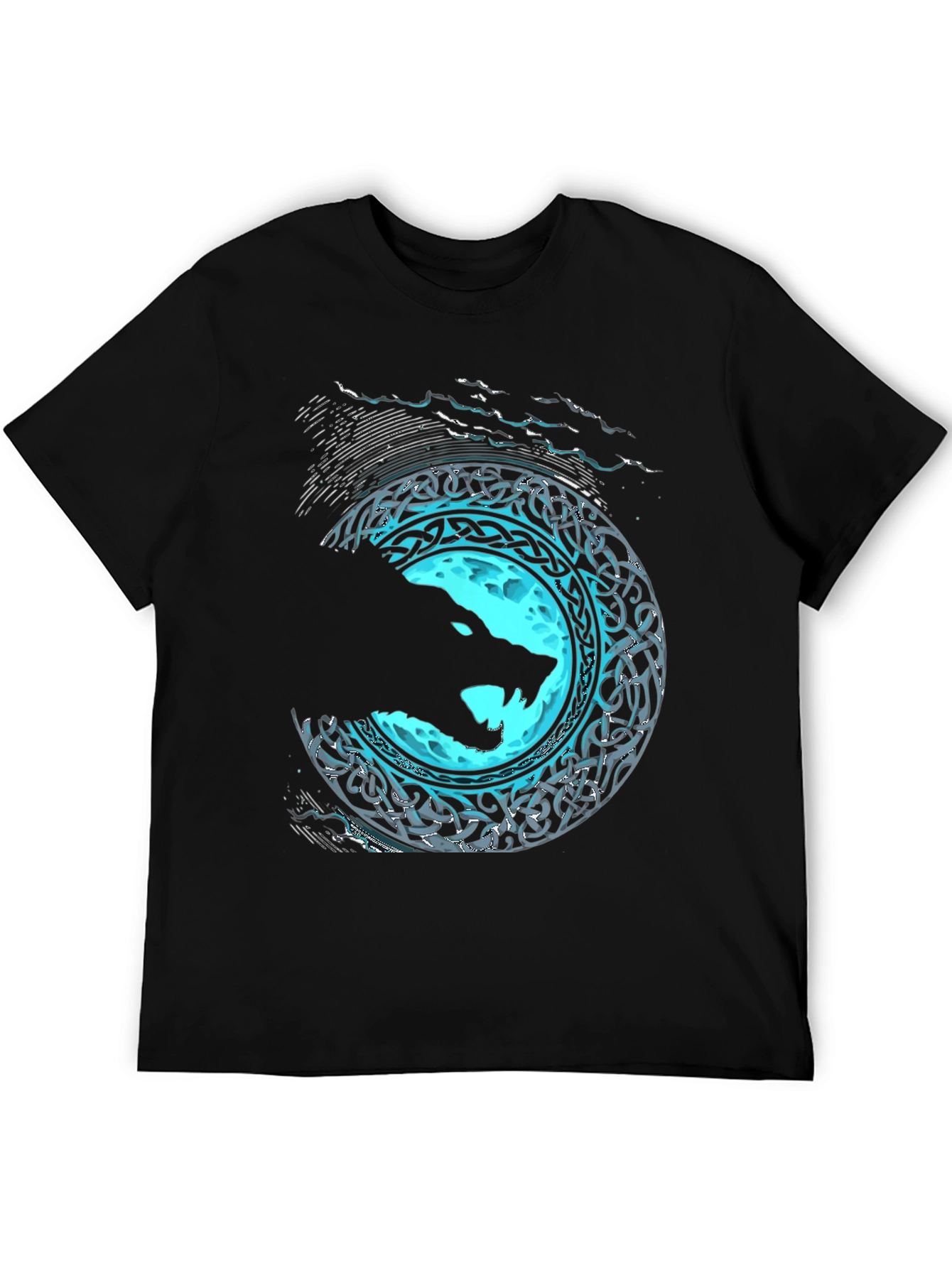 Wolf Moon Celtic T-Shirt - Black Graphic Tee