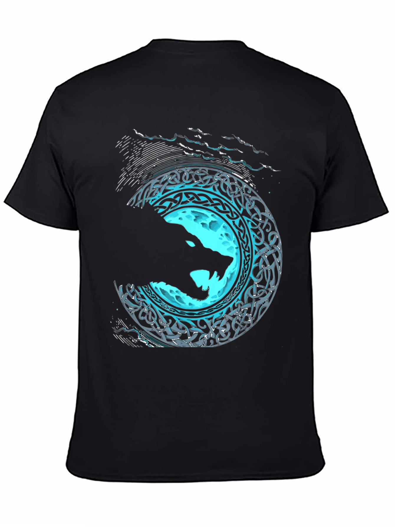 Wolf Moon Celtic T-Shirt - Black Graphic Tee