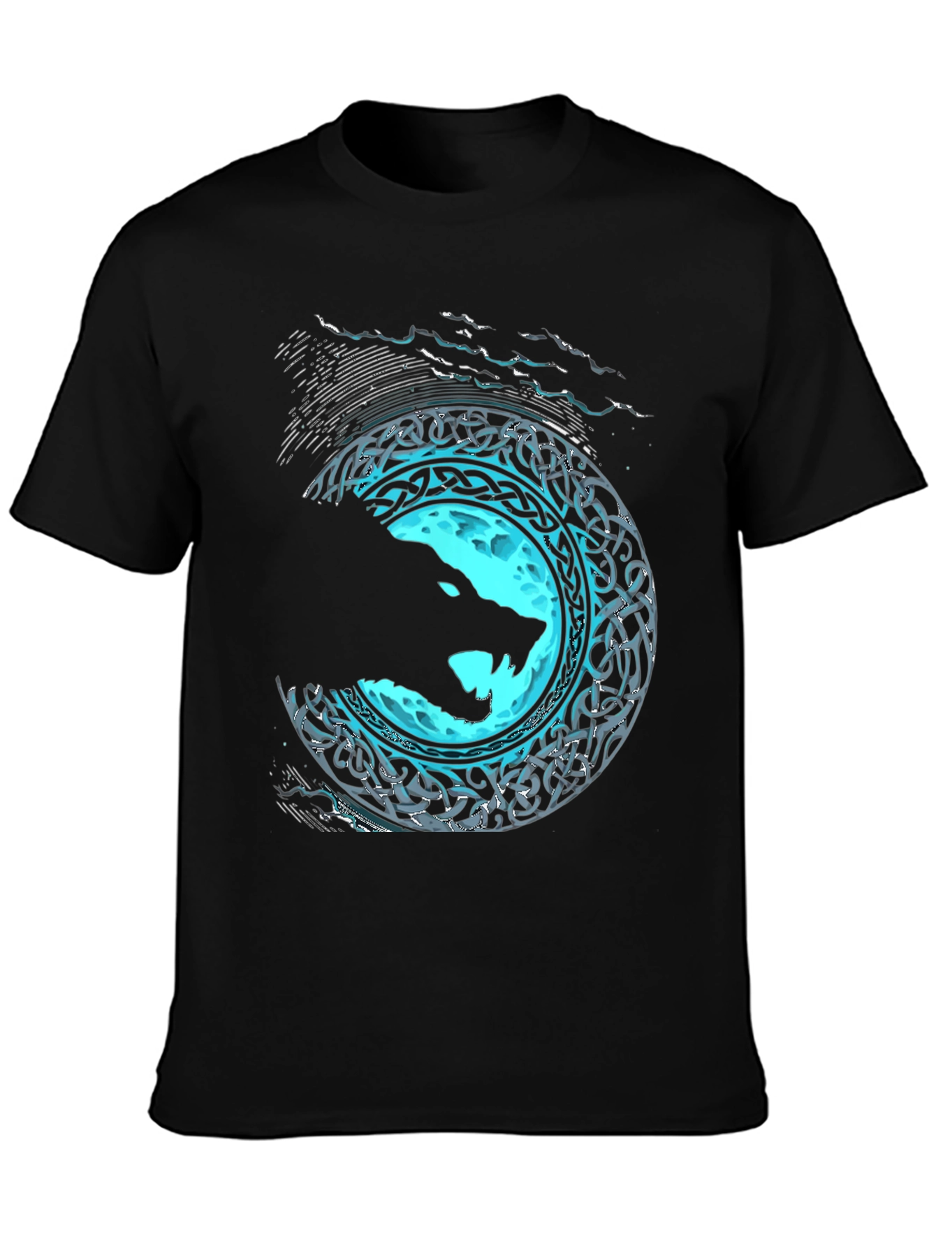 Wolf Moon Celtic T-Shirt - Black Graphic Tee