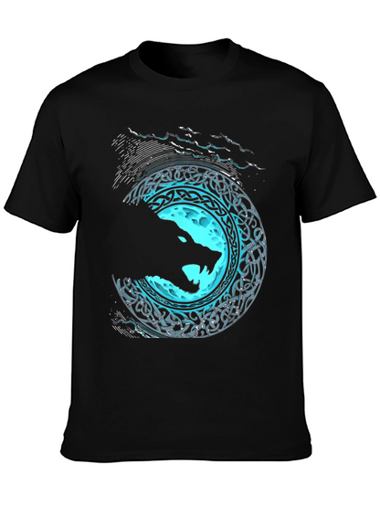 Wolf Moon Celtic T-Shirt - Black Graphic Tee