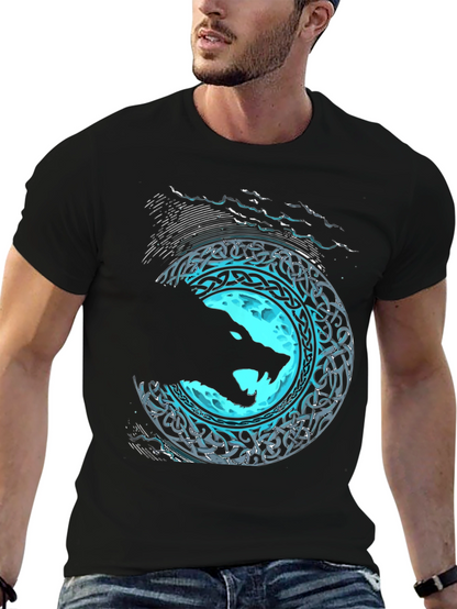 Wolf Moon Celtic T-Shirt - Black Graphic Tee