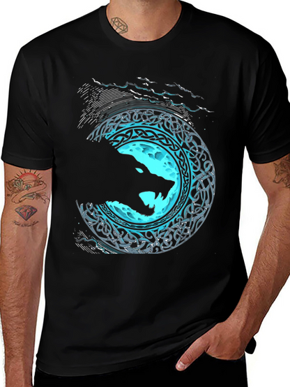 Wolf Moon Celtic T-Shirt - Black Graphic Tee
