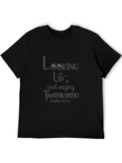 Looking Up Saying Thank You Black T-Shirt