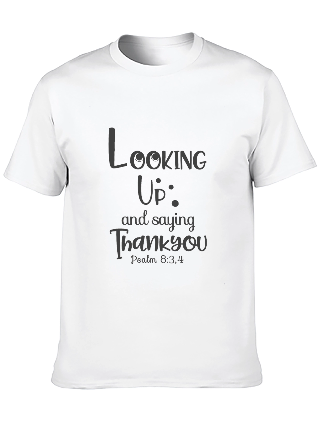 Looking Up Saying Thank You Black T-Shirt