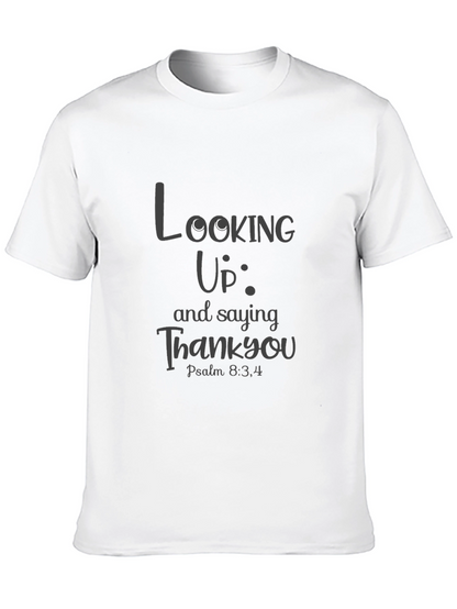 Looking Up Saying Thank You Black T-Shirt