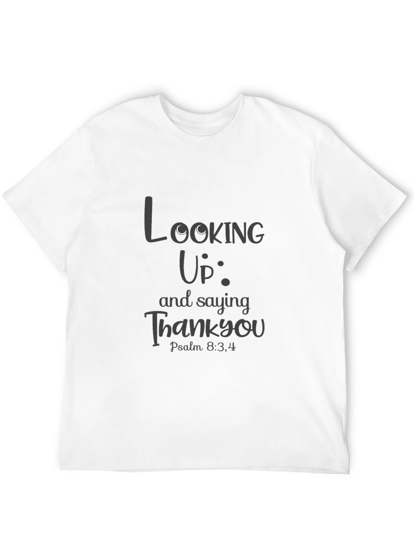 Looking Up Saying Thank You Black T-Shirt