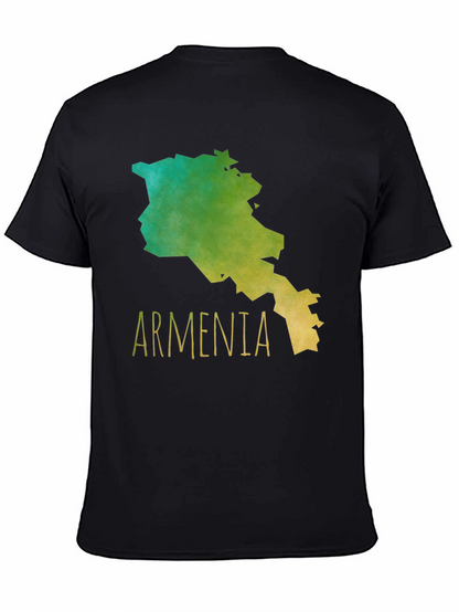 Armenia Map Graphic Tee - Black Cotton T-Shirt