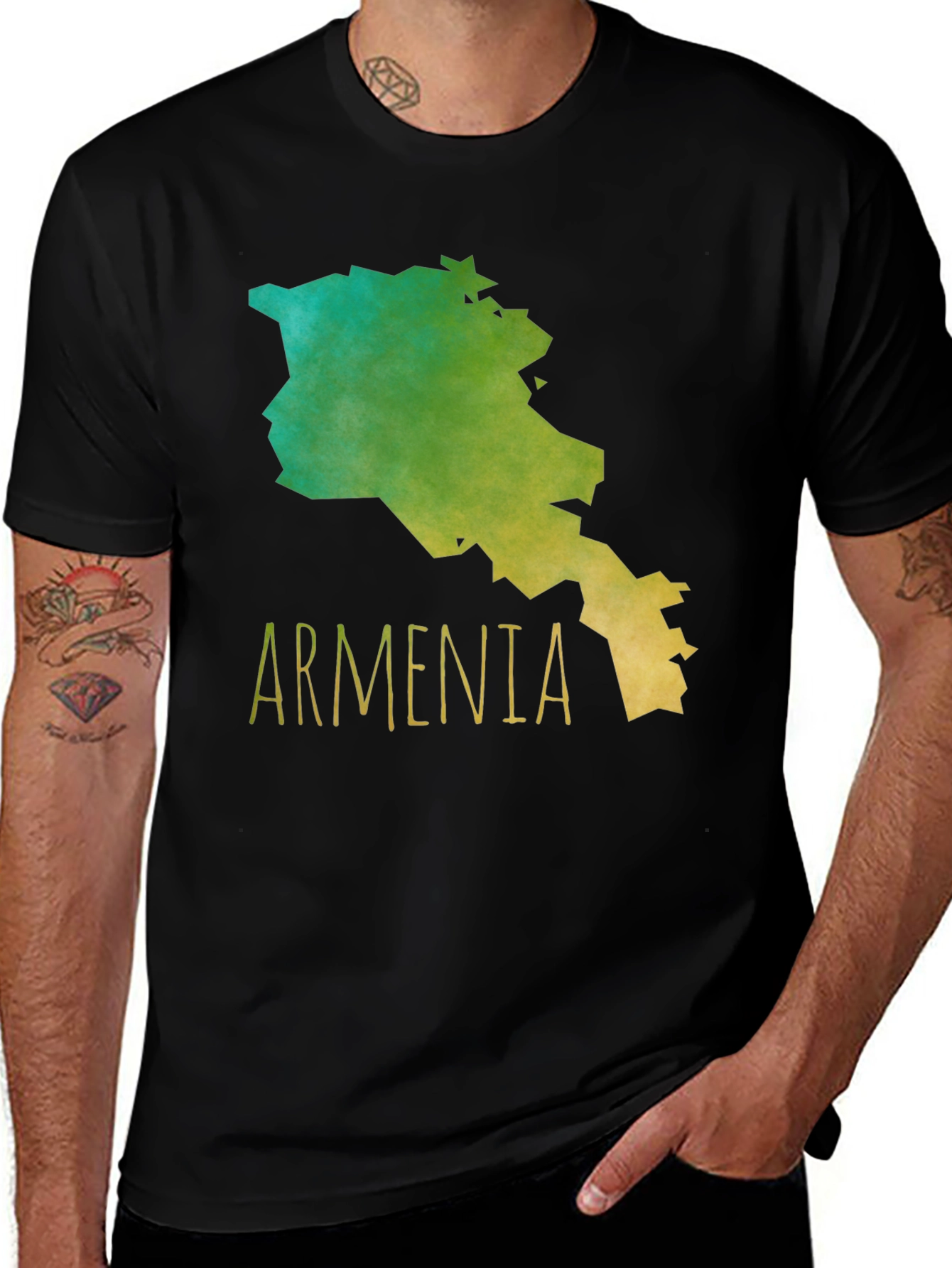 Armenia Map Graphic Tee - Black Cotton T-Shirt