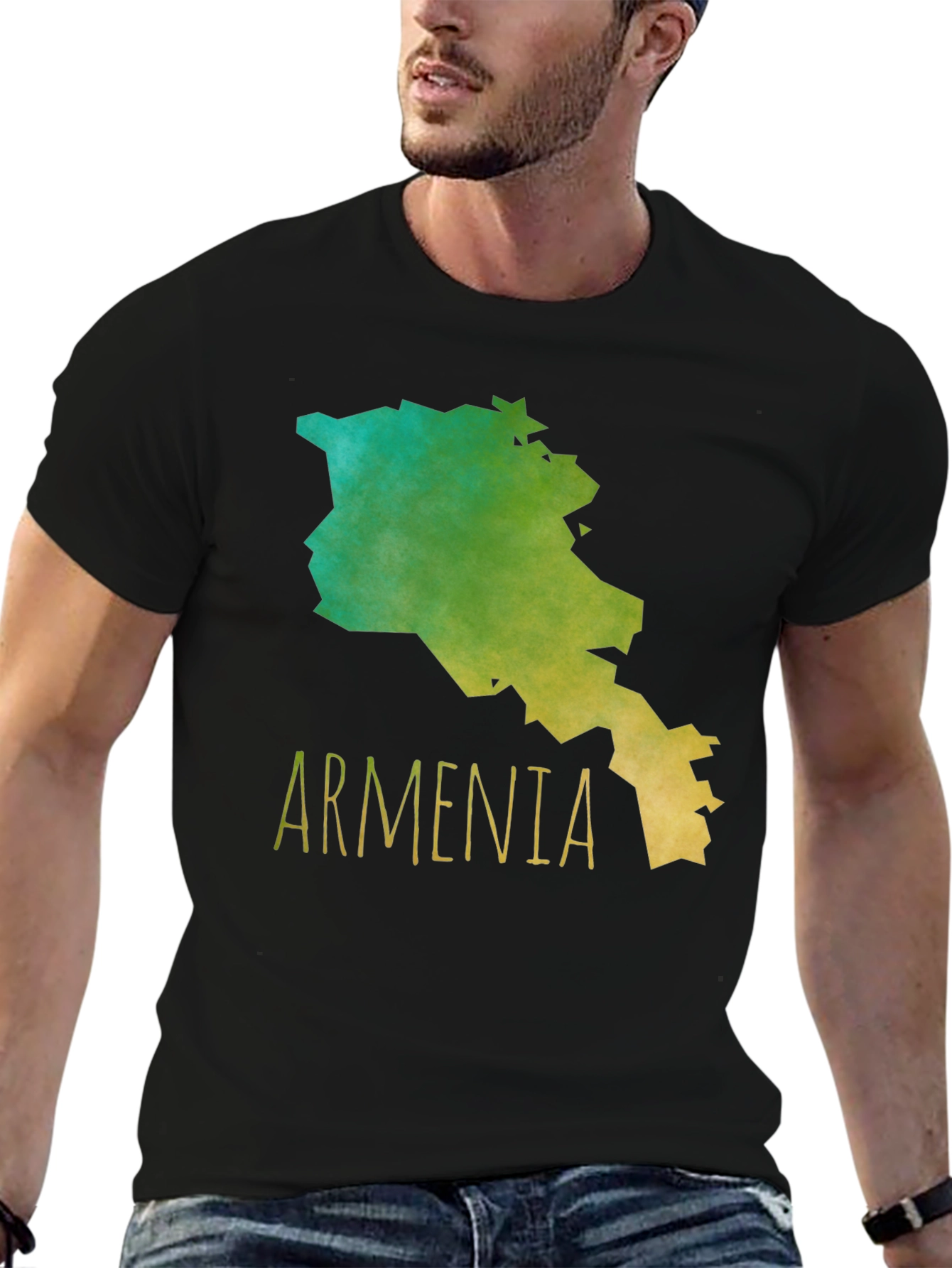 Armenia Map Graphic Tee - Black Cotton T-Shirt