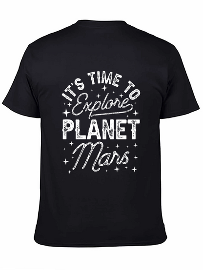 Explore Planet Mars Black Graphic T-Shirt