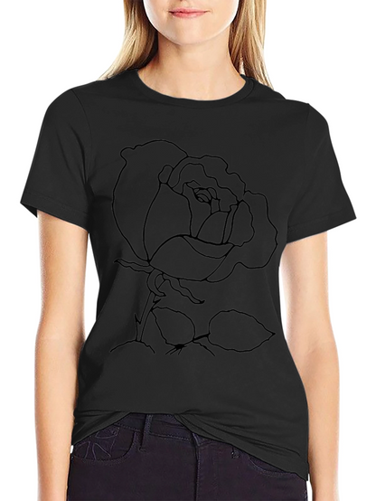 Rose Outline Graphic Print T-Shirt