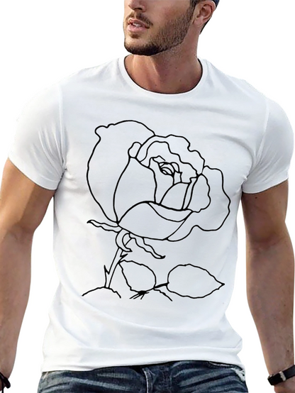 Rose Outline Graphic Print T-Shirt