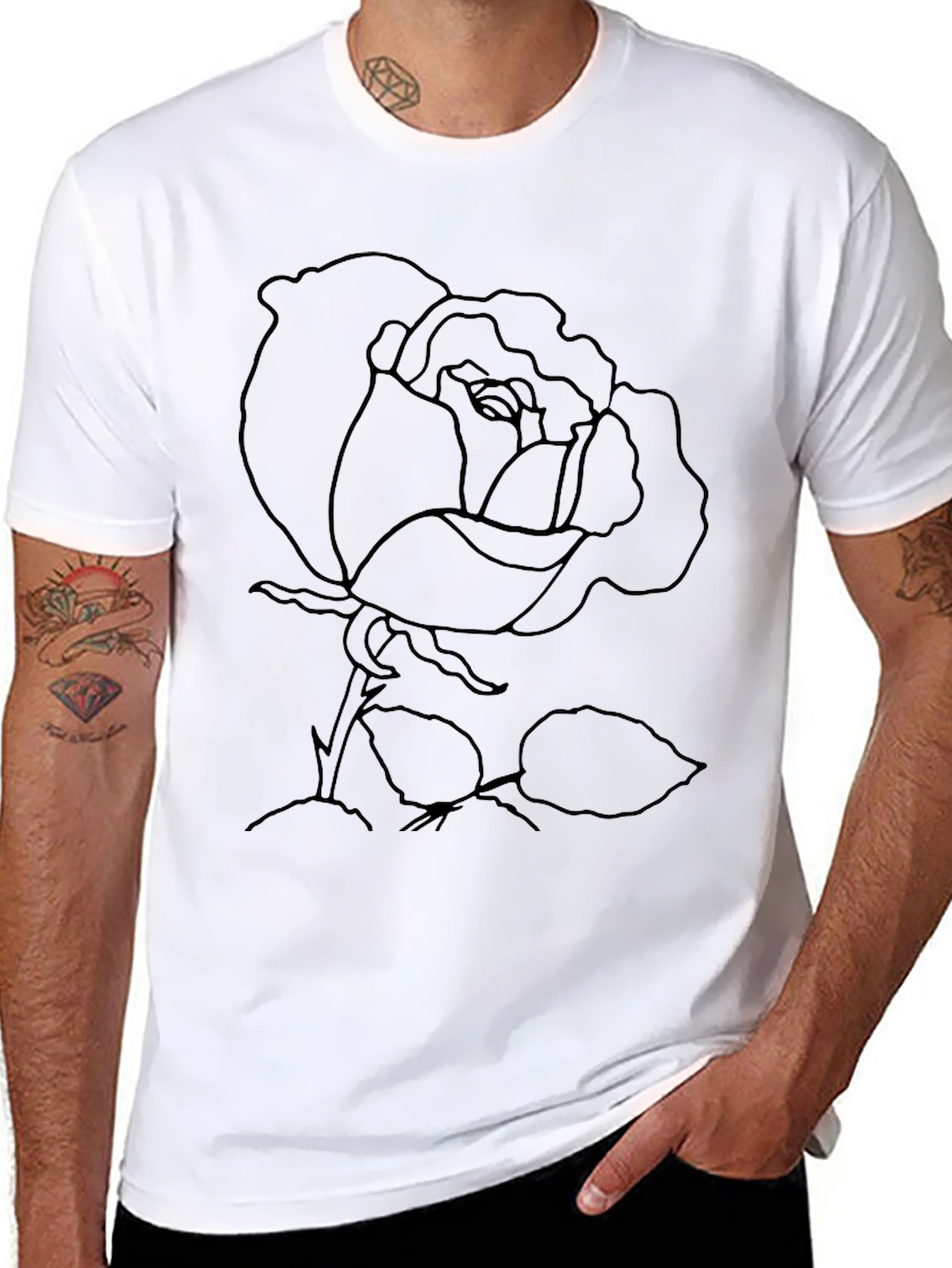 Rose Outline Graphic Print T-Shirt